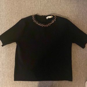 Black Zara Knit Short Sleeve Top